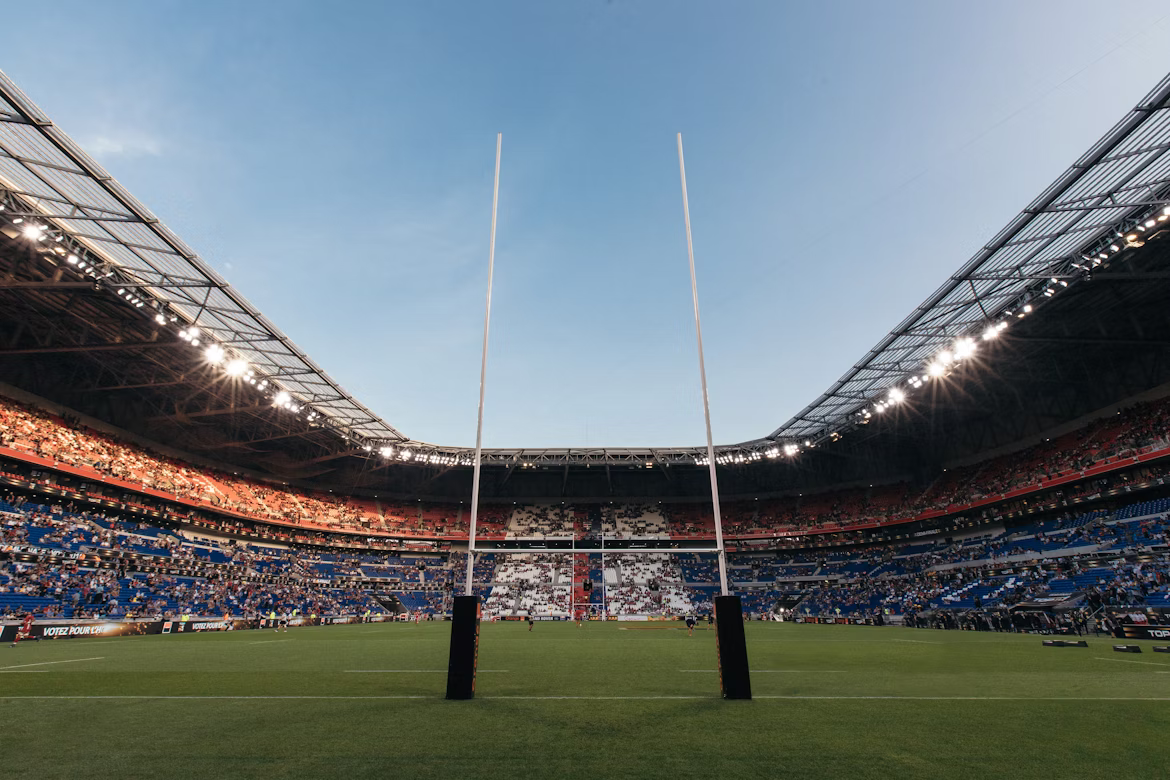 Close-up of a soccer stadium during a match