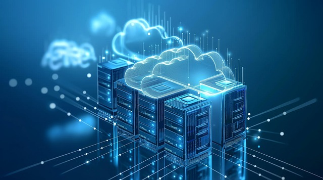 3D cloud computing illustration